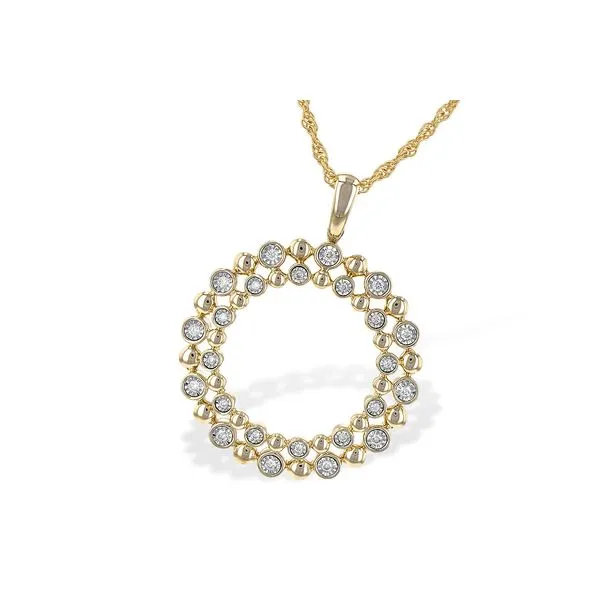Diamond Pendant, dbl Circle, 0.12 Ct., 14 Karat, Yellow similar item image