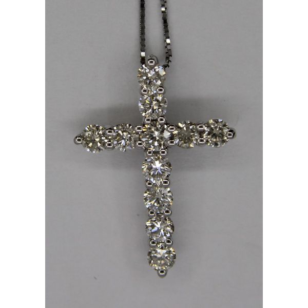 Diamond Pendant, Cross, 0.75 Ct., 14 Karat, White Chandlee Jewelers Athens, GA