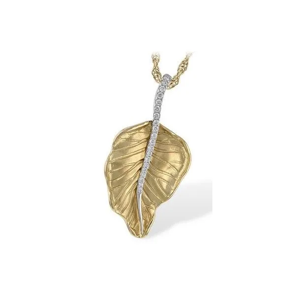 Diamond Pendant, leaf, 0.07 Ct., 14 Karat, Yellow similar item image