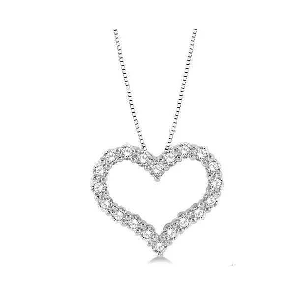 Diamond Pendant, Heart, 0.75 Ct., 14 Karat, White