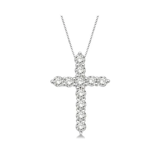 Diamond Pendant, Cross, 0.75 Ct., 14 Karat, White