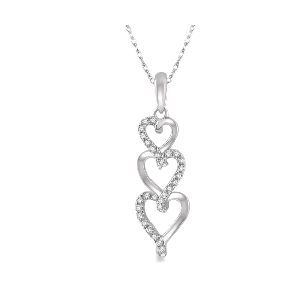 Diamond Pendant, Heart, 0.12 Ct., 14 Karat, White Chandlee Jewelers Athens, GA