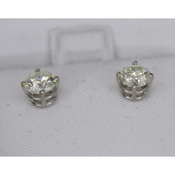 Diamond Stud Earrings, 1.36 Ct., 14 Karat, White Chandlee Jewelers Athens, GA