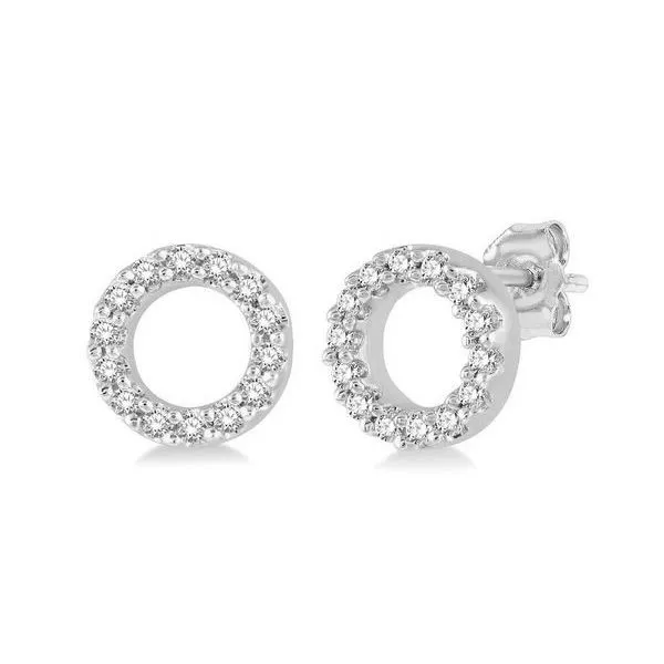 Diamond Fancy Earrings, Stud, 10 Karat, White