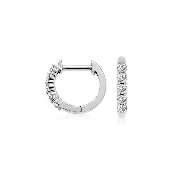 Diamond Fancy Earrings, Small Hoop, 0.02 Ct., 14 Karat, Rnd Image 2 Chandlee Jewelers Athens, GA