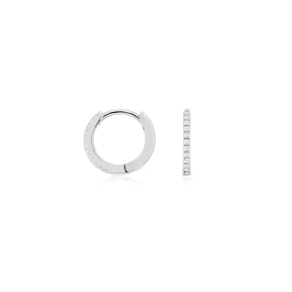 Diamond Earring Hoops, 0.07 Ct., 14 Karat, White Chandlee Jewelers Athens, GA