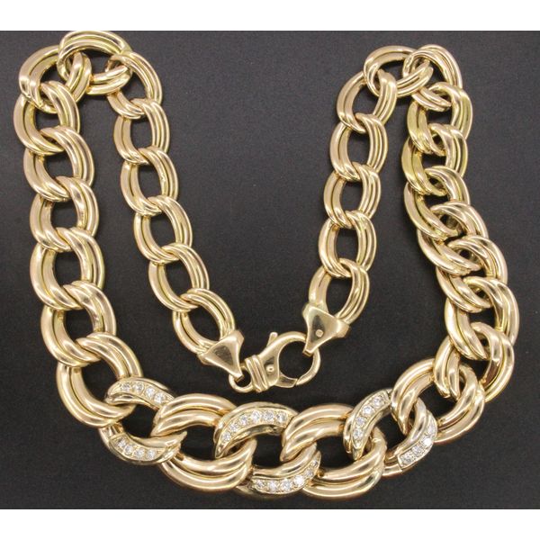 Gold Neck Chain, Fancy Link, 17 Inch 