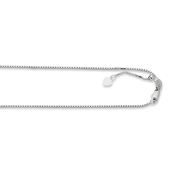 Gold Neck Chain, Box, 22 Inch, 0.94 mm, 14 Karat, White Chandlee Jewelers Athens, GA