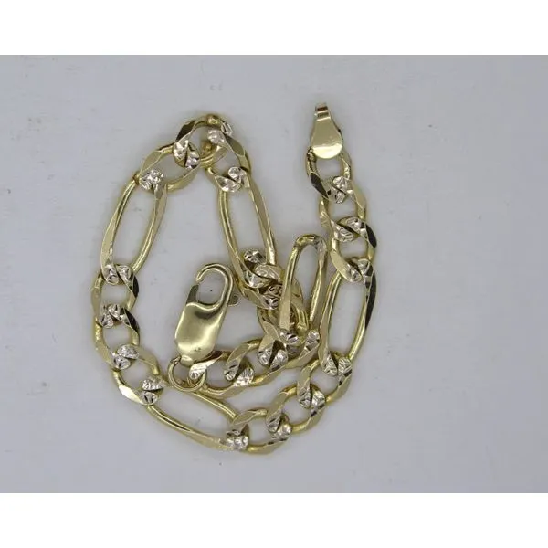 Gold Neck Chain, figaro, 24 Inch, 6 mm, 14 Karat, Yellow