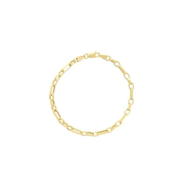 Gold Bracelet, Rounded Paperclip, 7.5 Inch, 4.25 mm, 14 K...