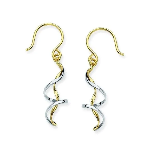 Gold Earrings, Drop, 14 Karat, Two Tone Chandlee Jewelers Athens, GA