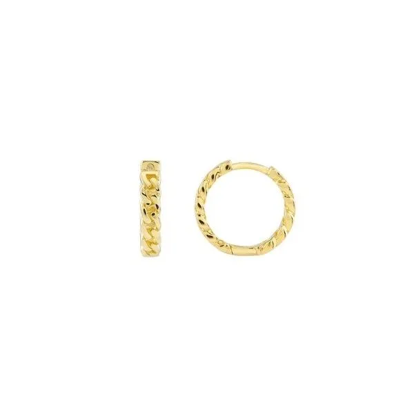 Gold Earrings, Small Hoop, 14 Karat, Yellow
