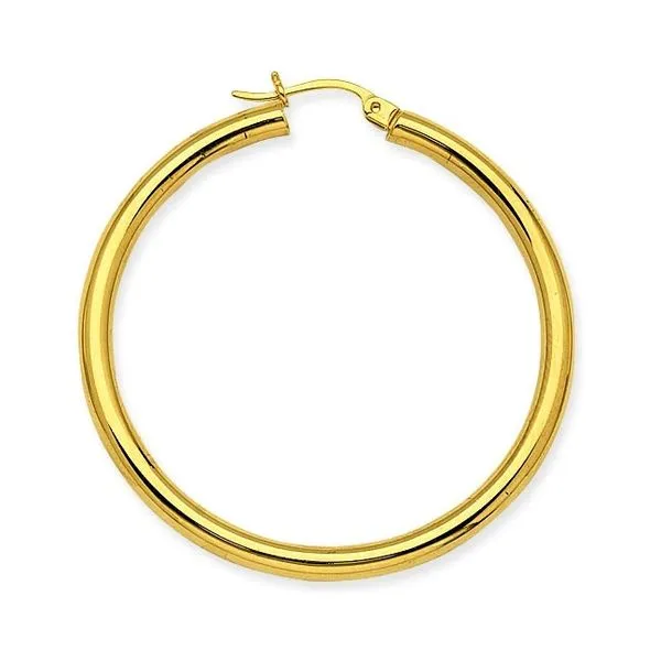 Gold Earrings, Large Hoop, 14 Karat, Yellow