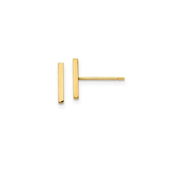 Gold Earrings, bar, 14 Karat, Yellow