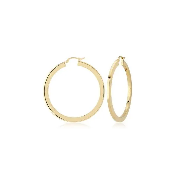 Gold Earrings, Large Hoop, 14 Karat, Yellow