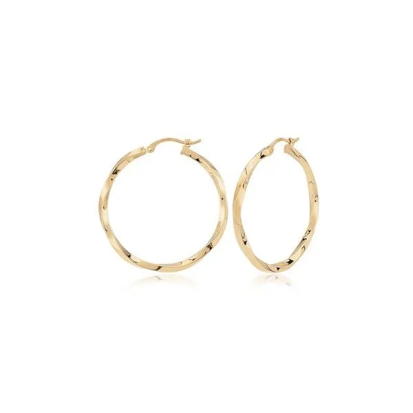 Gold Earrings, Medium Hoop, 14 Karat, Yellow