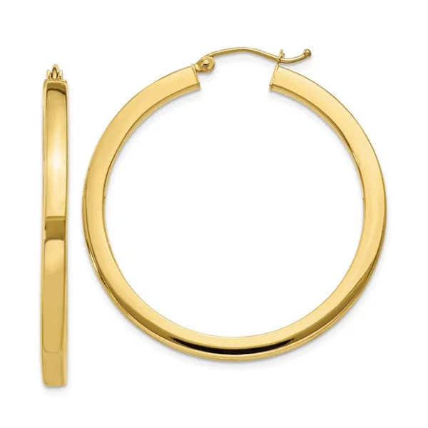 Gold Earrings, Medium Hoop, 14 Karat, Yellow