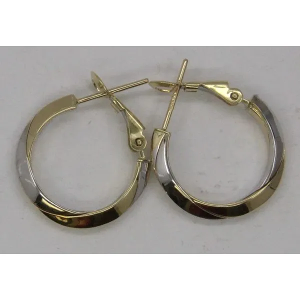 Gold Earrings, Medium Hoop, 14 Karat, Two Tone