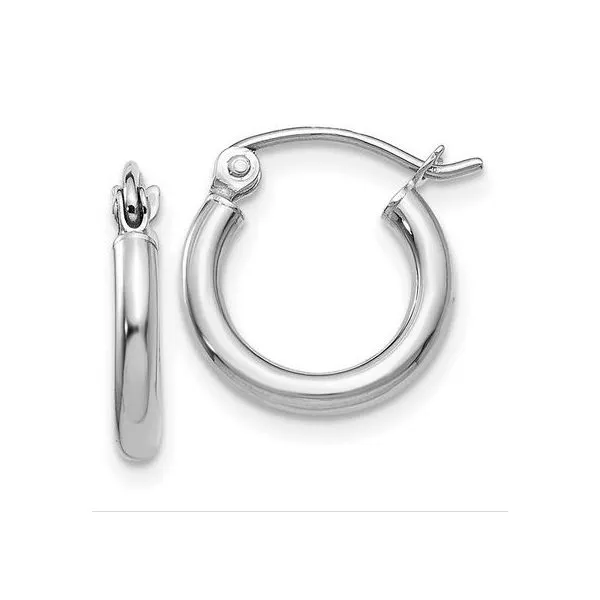 Gold Earrings, Small Hoop, 14 Karat, White