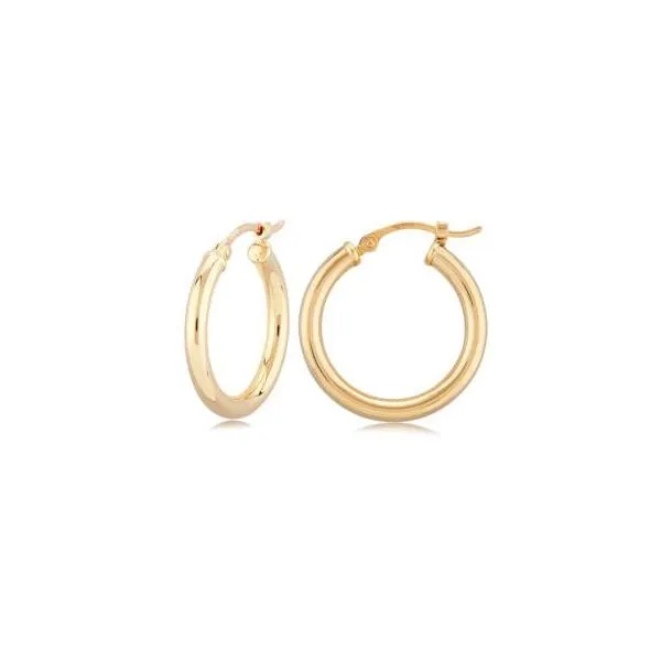 Gold Earrings, Small Hoop, 14 Karat, Yellow