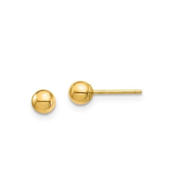 Gold Earrings, Stud, 14 Karat, Yellow