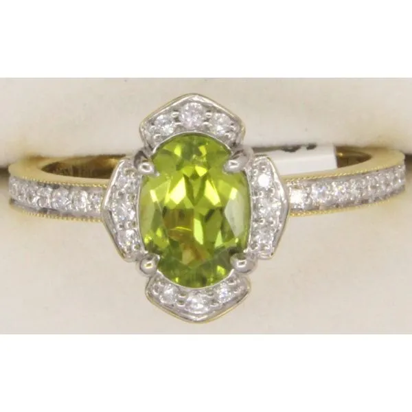 Gemstone Ring, Peridot, Oval, 1.12 Ct., 18 Karat, White Chandlee Jewelers Athens, GA