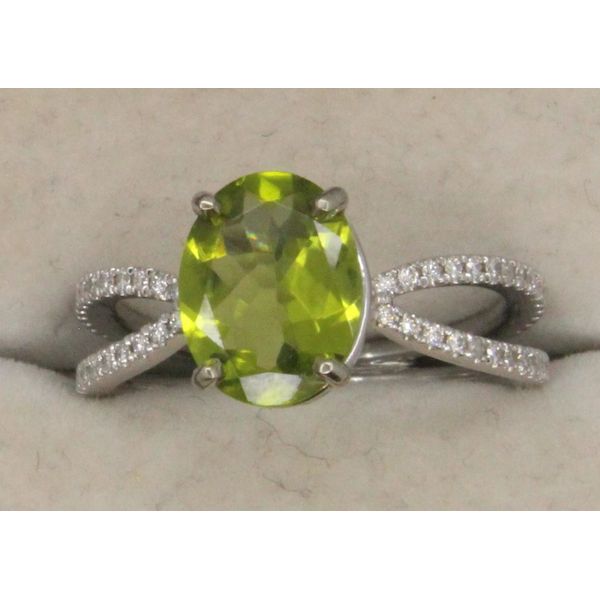 Gemstone Ring, Peridot, Oval, 3.17 Ct., 14 Karat, White Chandlee Jewelers Athens, GA