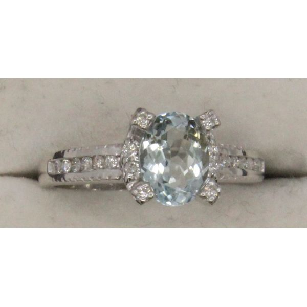 Gemstone Ring, Aquamarine, Oval, 1.1 Ct., 14 Karat, White Chandlee Jewelers Athens, GA