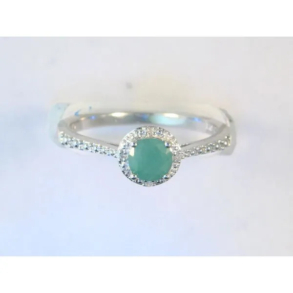 Gemstone Ring, Emerald, Round, Sterling Silver, White similar item image