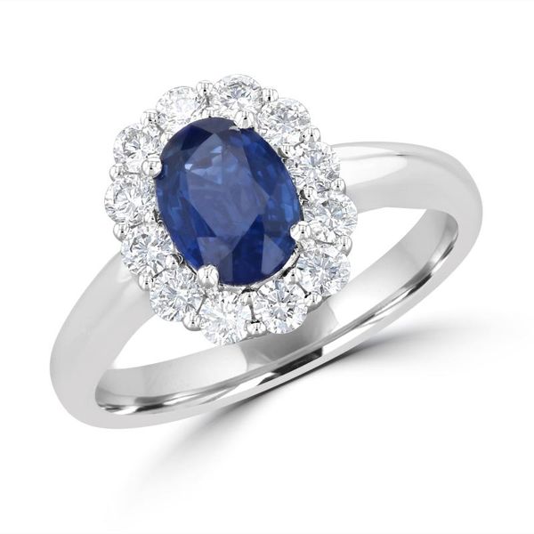 Gemstone Ring, Sapphire, Oval, 1 Ct., 18 Karat, White Chandlee Jewelers Athens, GA