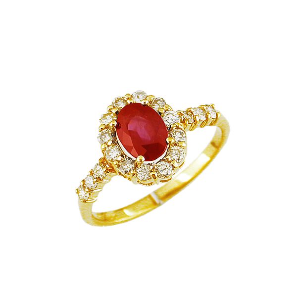 Gemstone Ring, Ruby, Oval, 0.9 Ct., 14 Karat, Yellow Chandlee Jewelers Athens, GA