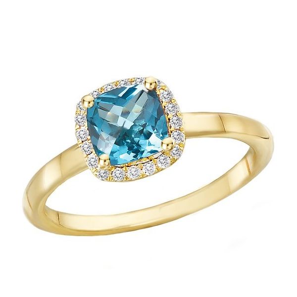 Gemstone Ring, Topaz- Blue, Cushion, 14 Karat, Yellow Chandlee Jewelers Athens, GA
