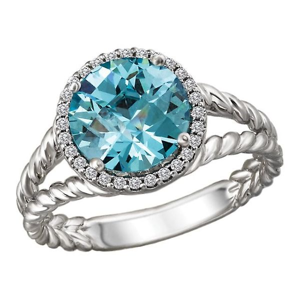 Gemstone Ring, Topaz- Blue, Round, 14 Karat, White Chandlee Jewelers Athens, GA