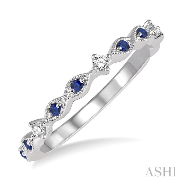 Gemstone Ring, Sapphire, Round, 0.1 Ct., 14 Karat, White Chandlee Jewelers Athens, GA