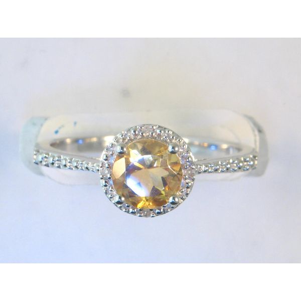 Gemstone Ring, Citrine, Round, 0.7 Ct., Sterling Silver, White Chandlee Jewelers Athens, GA