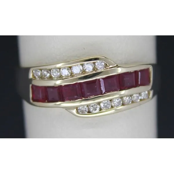 Gemstone Ring, Ruby, Princess, 14 Karat, Yellow Chandlee Jewelers Athens, GA