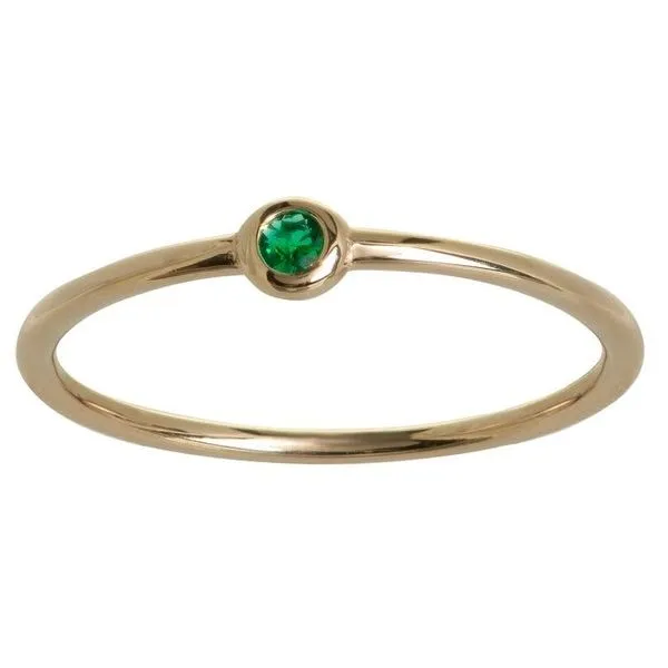 Gemstone Ring, Emerald, Round, 0.1 Ct., 14 Karat, Yellow