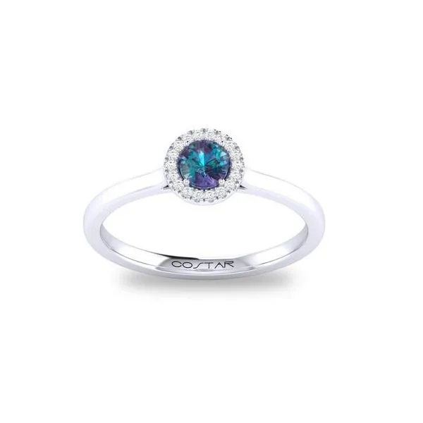 Gemstone Ring, Alexandrite, Round, 0.3 Ct., 14 Karat, White Chandlee Jewelers Athens, GA