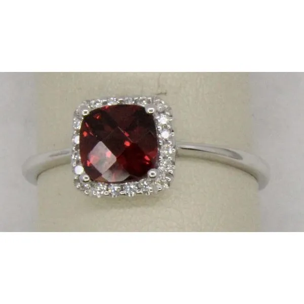 Gemstone Ring, Garnet, Cushion, 1.1 Ct., 14 Karat, White Chandlee Jewelers Athens, GA