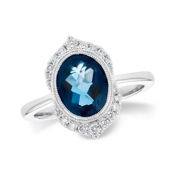 Gemstone Ring, Topaz- Blue, Oval, 1.86 Ct., 14 Karat, White similar item image