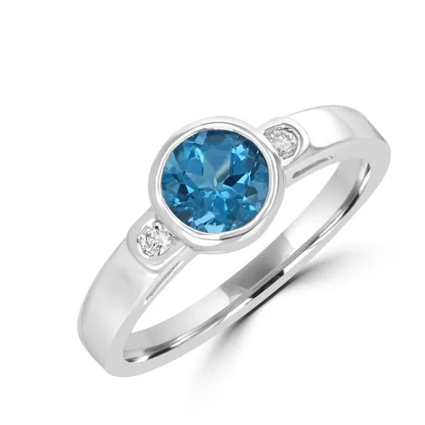 Gemstone Ring, Topaz- Blue, Round, 1 Ct., 14 Karat, White similar item image
