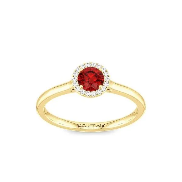 Gemstone Ring, Ruby, Round, 0.3 Ct., 14 Karat, Yellow