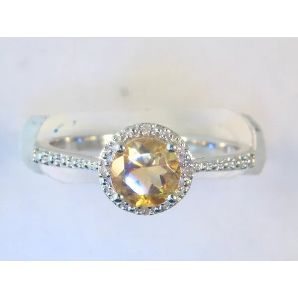 Gemstone Ring, Citrine, Round, 0.7 Ct., Sterling Silver, ...