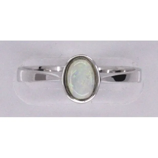 Gemstone Ring, Opal, Oval, 0.26 Ct., 14 Karat, White