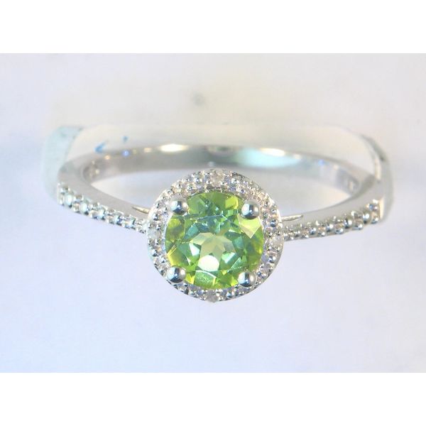 Gemstone Ring, Peridot, Round, Sterling Silver, White Chandlee Jewelers Athens, GA