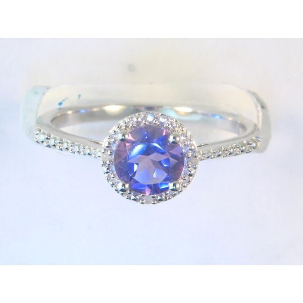 Gemstone Ring, Amethyst, Round, Sterling Silver, White Chandlee Jewelers Athens, GA