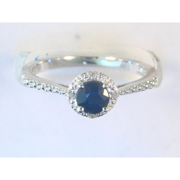 Gemstone Ring, Sapphire, Round, Sterling Silver / 18k Y, White Chandlee Jewelers Athens, GA