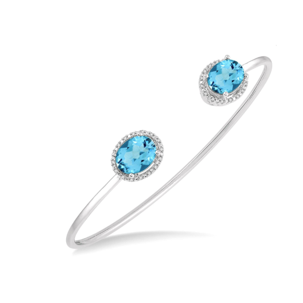 Gemstone Bracelet, Topaz- Blue, Sterling Silver , White Chandlee Jewelers Athens, GA