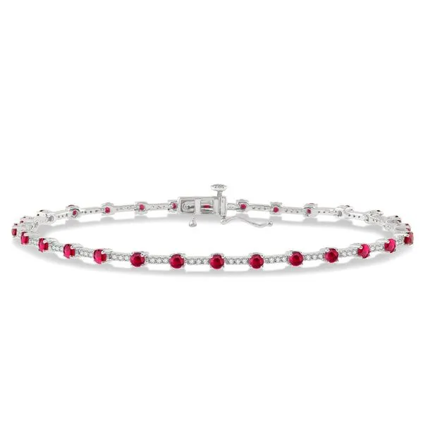 Gemstone Bracelet, Ruby, 10 Karat , White