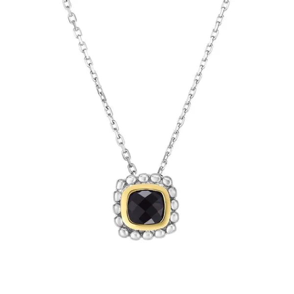 Gemstone Pendant, Onyx Sterling Silver / 18k Y , Two Tone similar item image